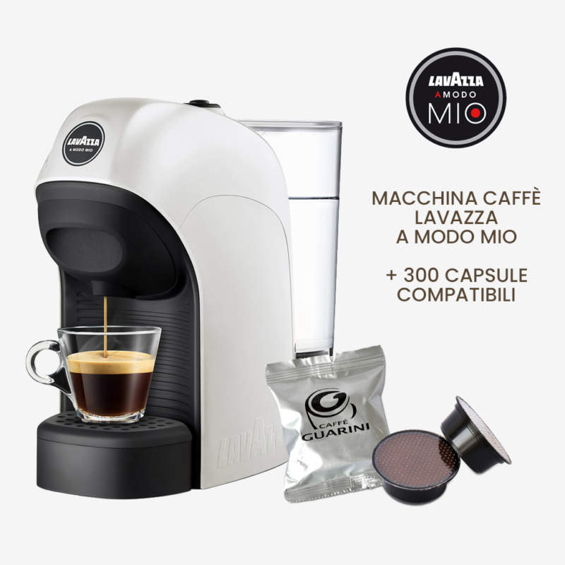 Macchina Caffè Lavazza a Modo Mio + 300 Capsule compatibili miste Guarini