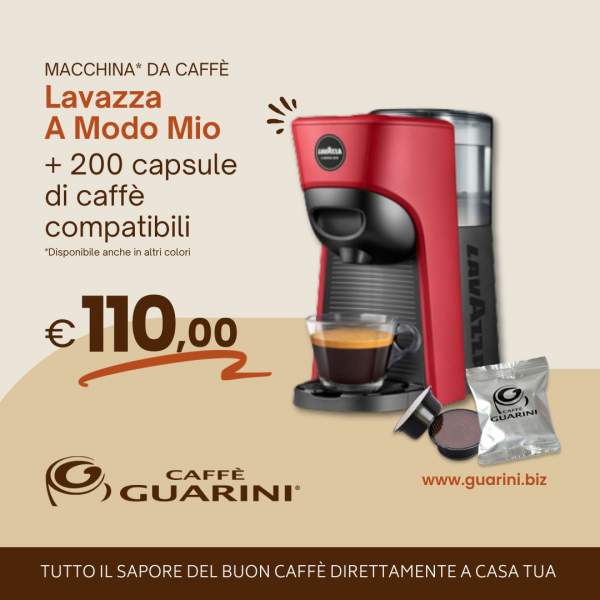 offerta macchina Lavazza Tiny con 200 capsule a 110 euro